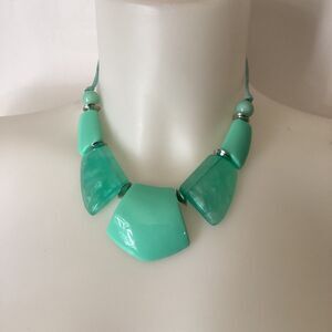 Love Ashley Chunky Teal Cord Necklace Silver Tone Lobster Clasp lead/nickel free